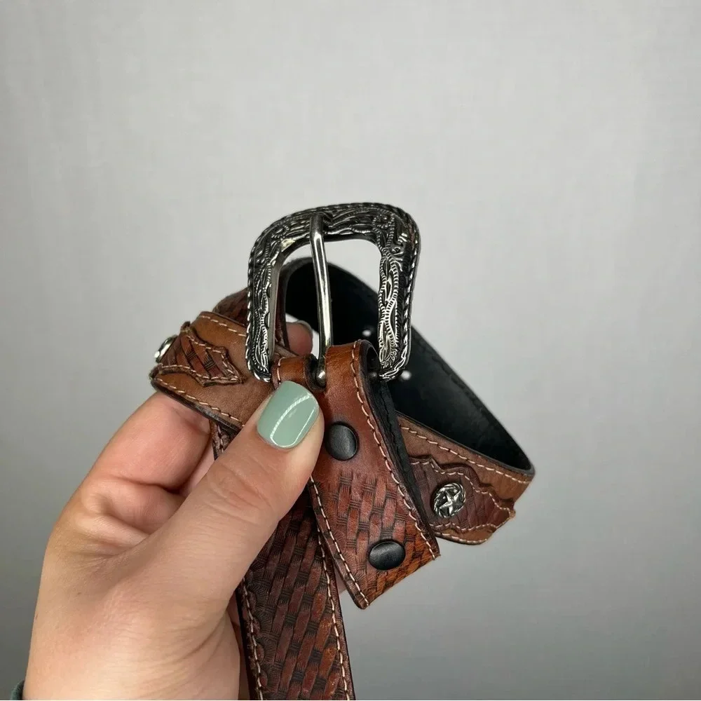 STONE‎ | Leathern Western Belt with buckle Brown